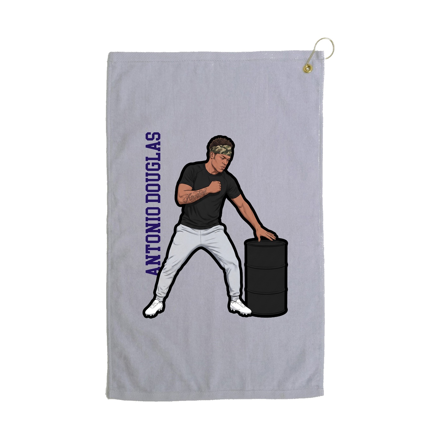 Golf Towel — Name Vertical in Grey