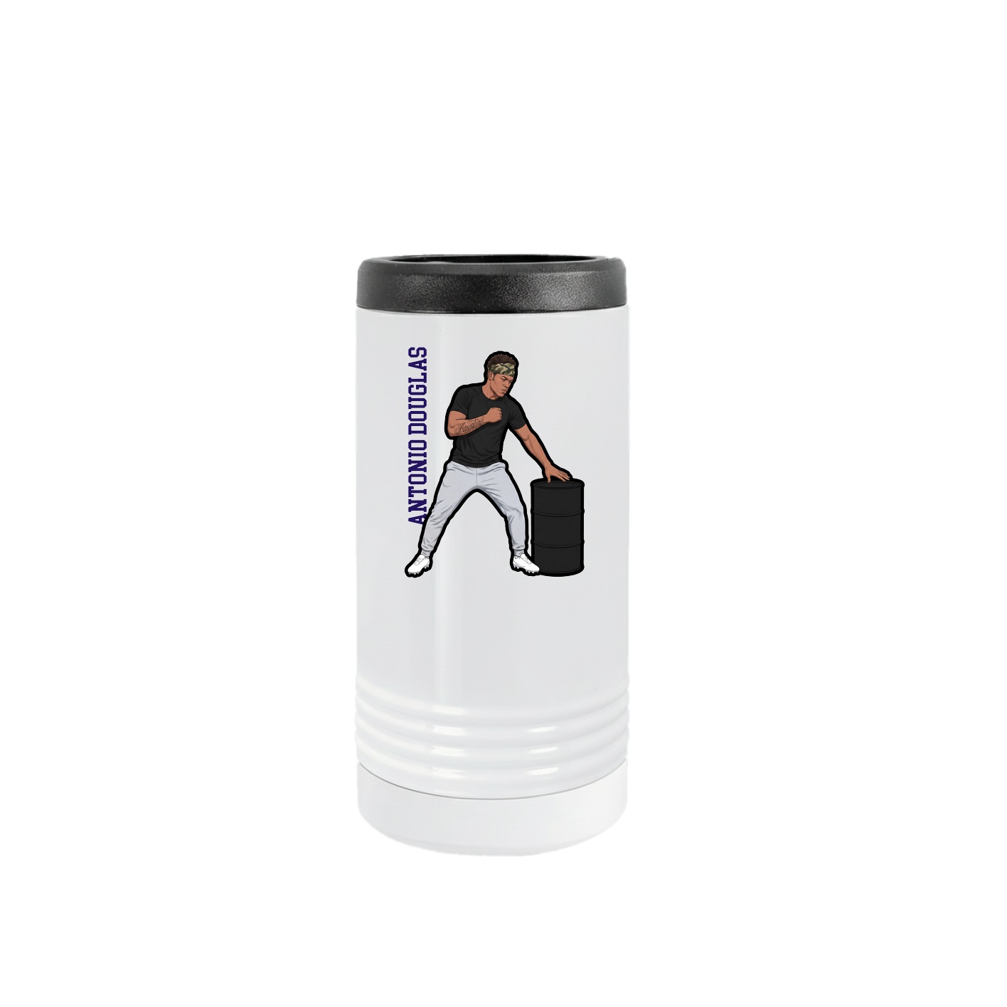 Slim Beverage Holder — Name Vertical in White