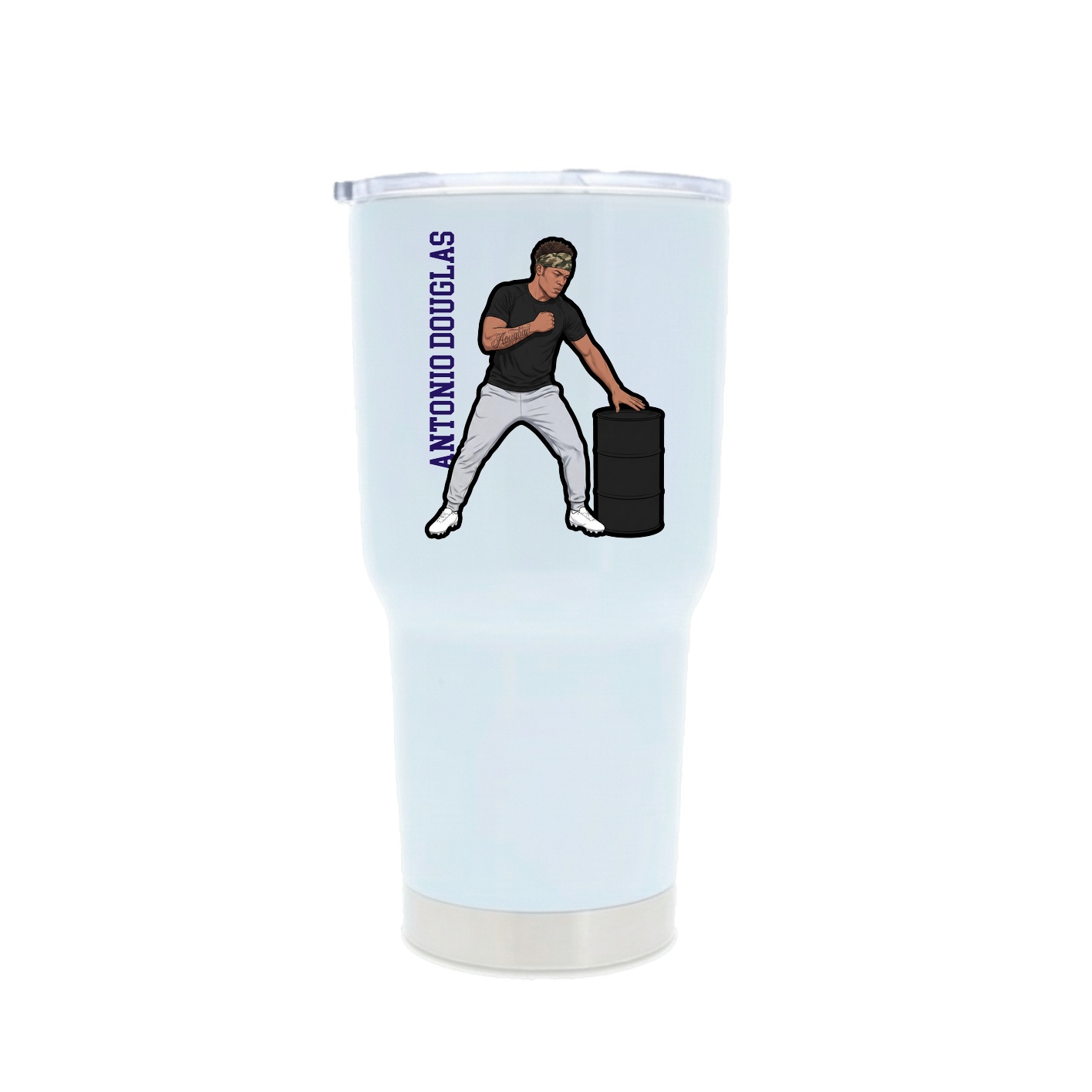 30oz Stainless Steel Tumbler — Name Vertical in White