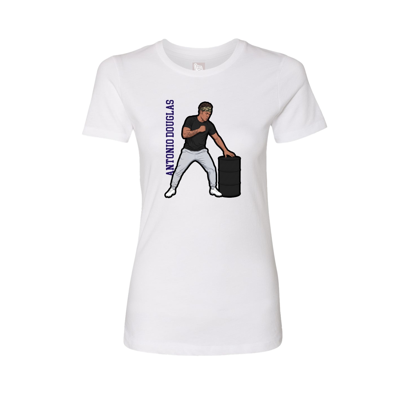 Fitted Women's Tee — Name Vertical in White