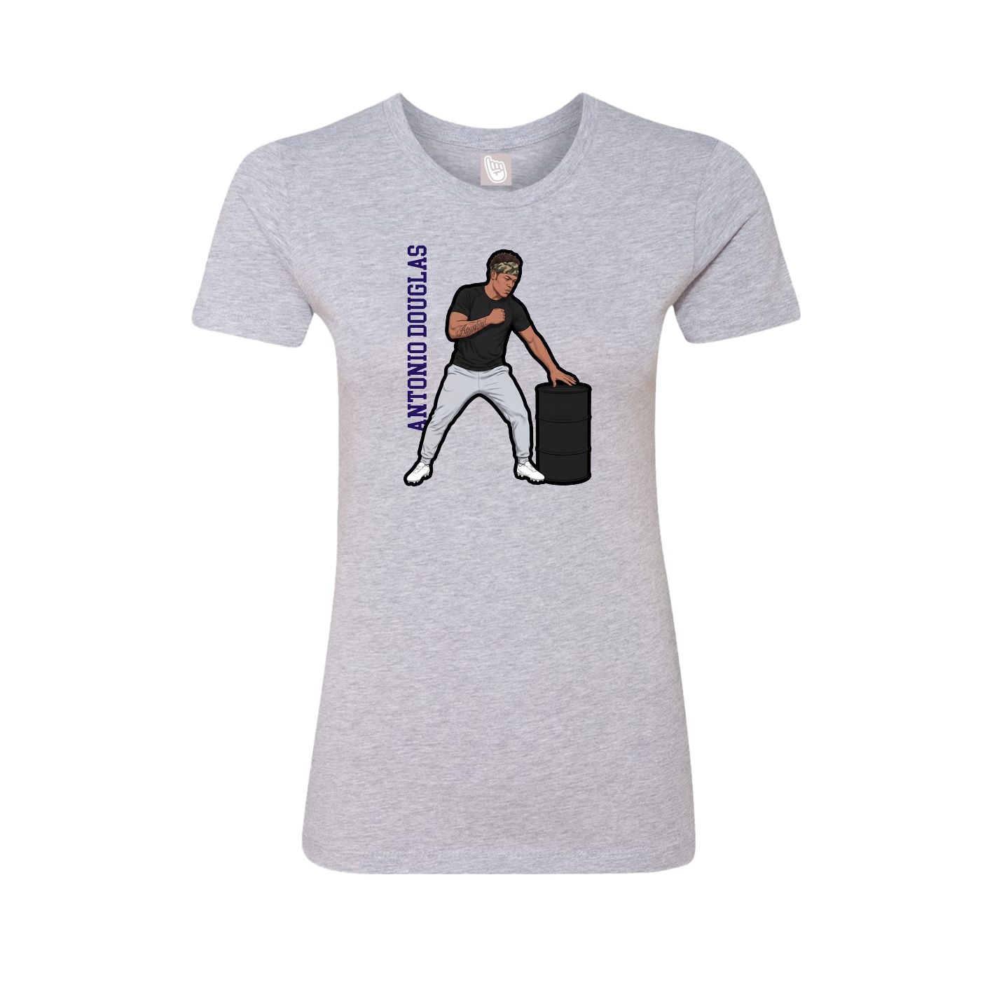 Fitted Women's Tee — Name Vertical in Grey