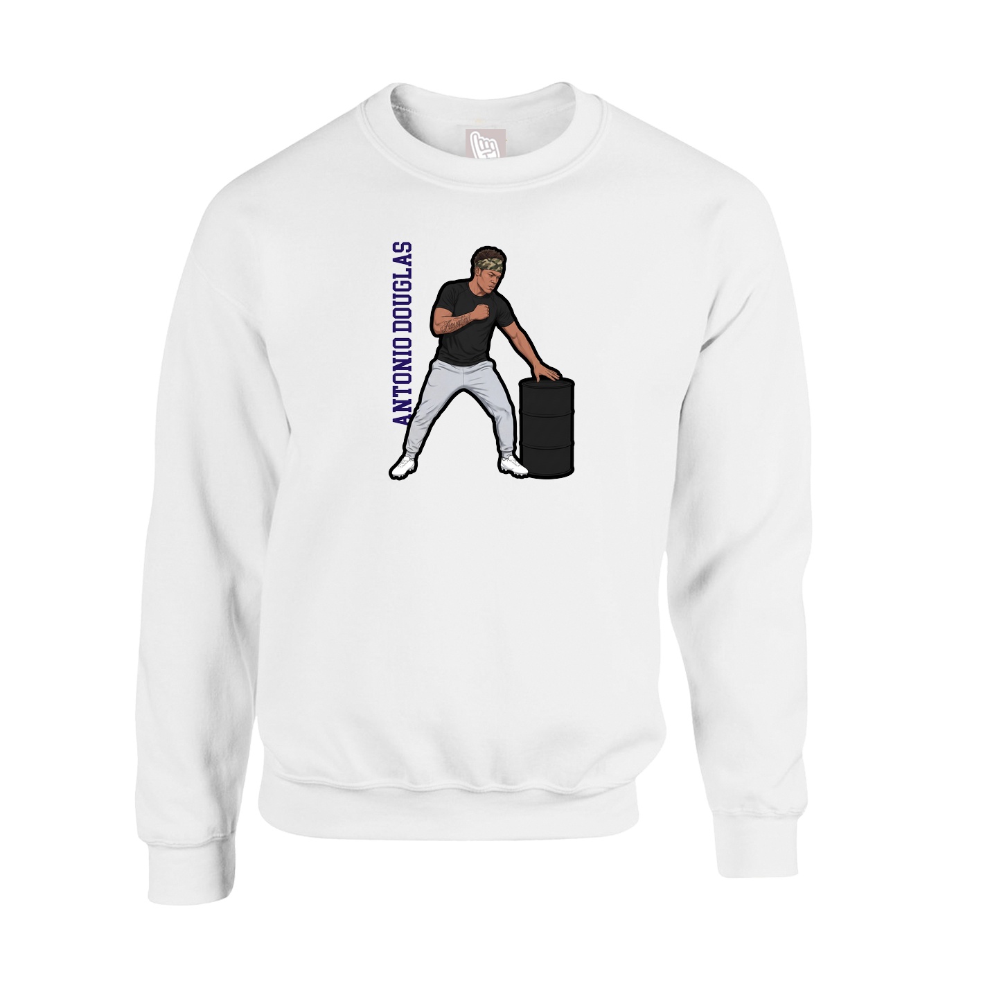 Fleece Crew — Name Vertical in White