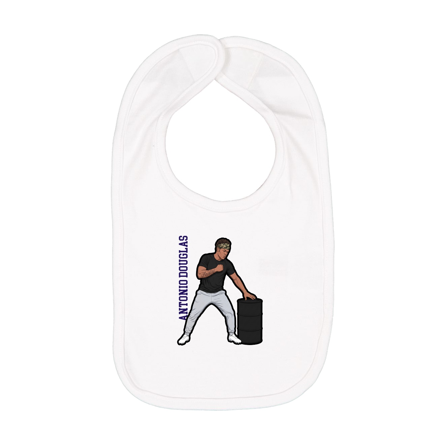 Infant Bib — Name Vertical in White