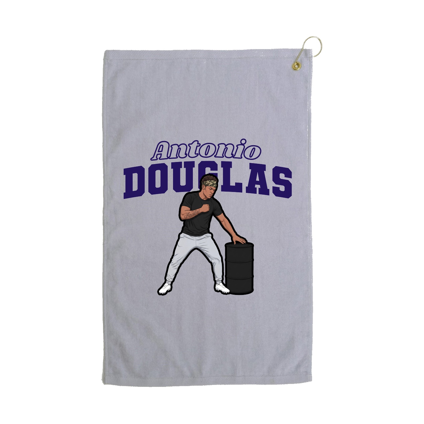Golf Towel — Name Arch in Grey