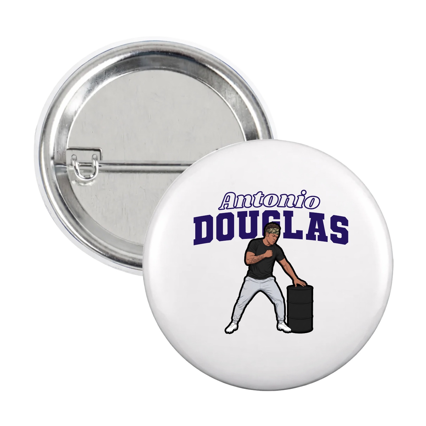 Game Day Button — Name Arch in White