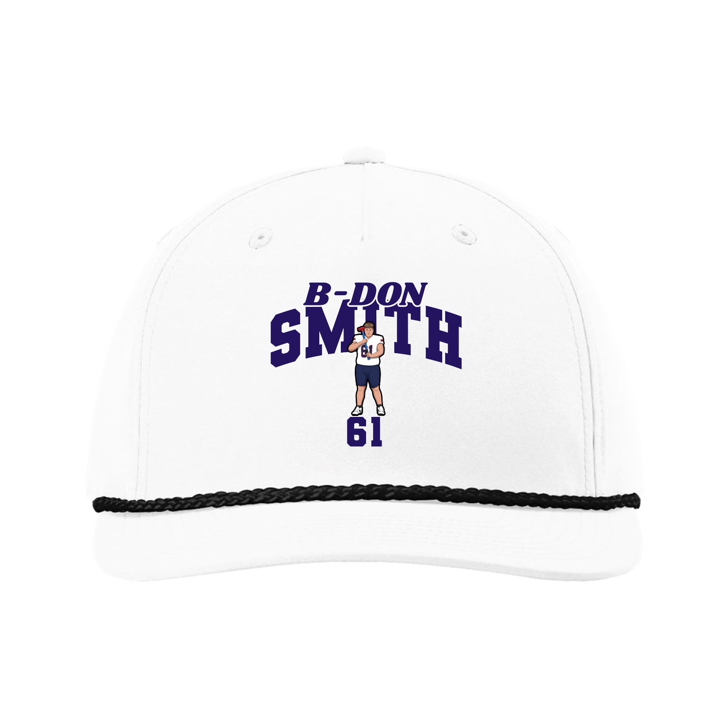 Five-Panel Classic Rope Cap — Signature Arch in White