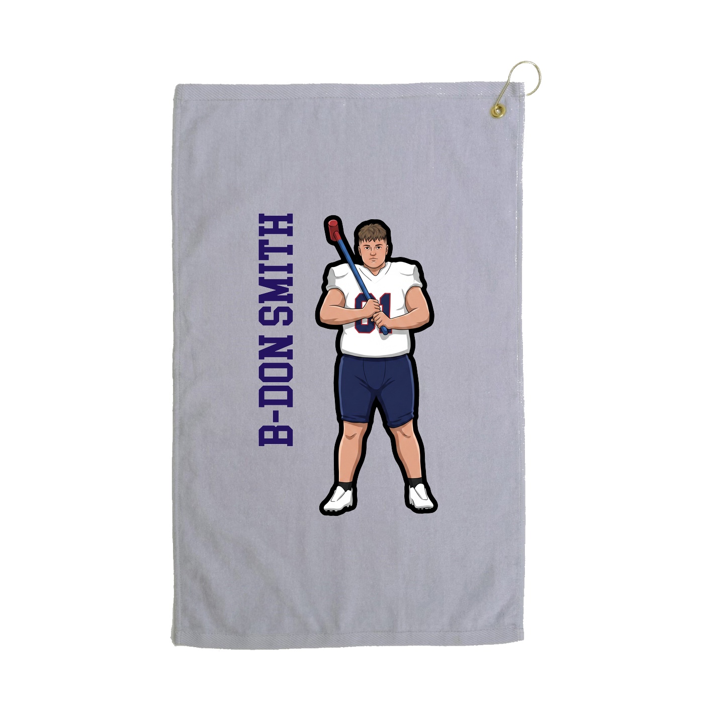 Golf Towel — Name Vertical in Grey