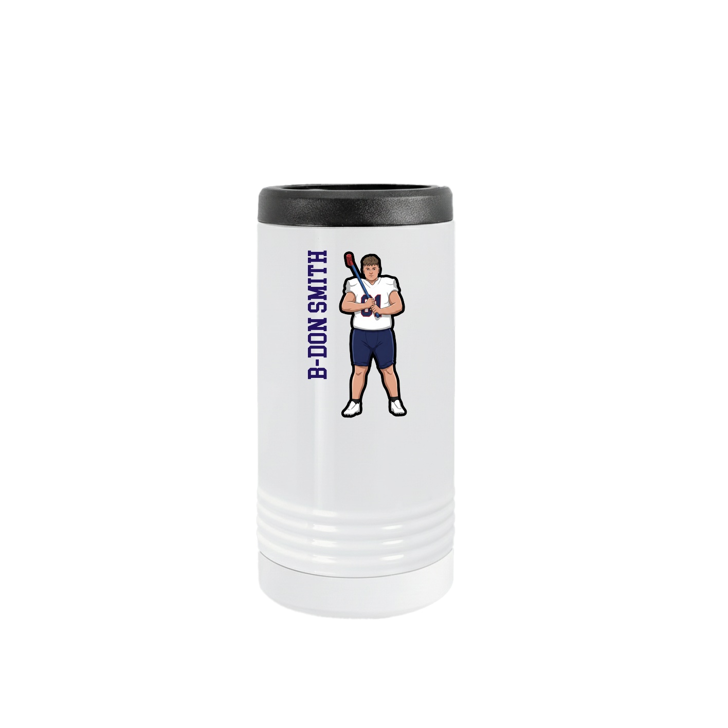 Slim Beverage Holder — Name Vertical in White