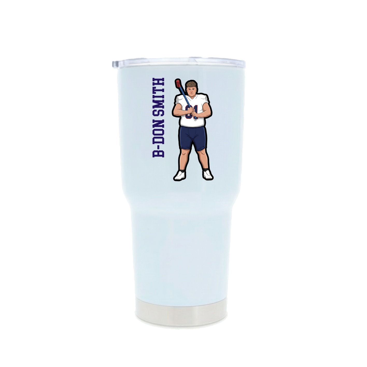 30oz Stainless Steel Tumbler — Name Vertical in White