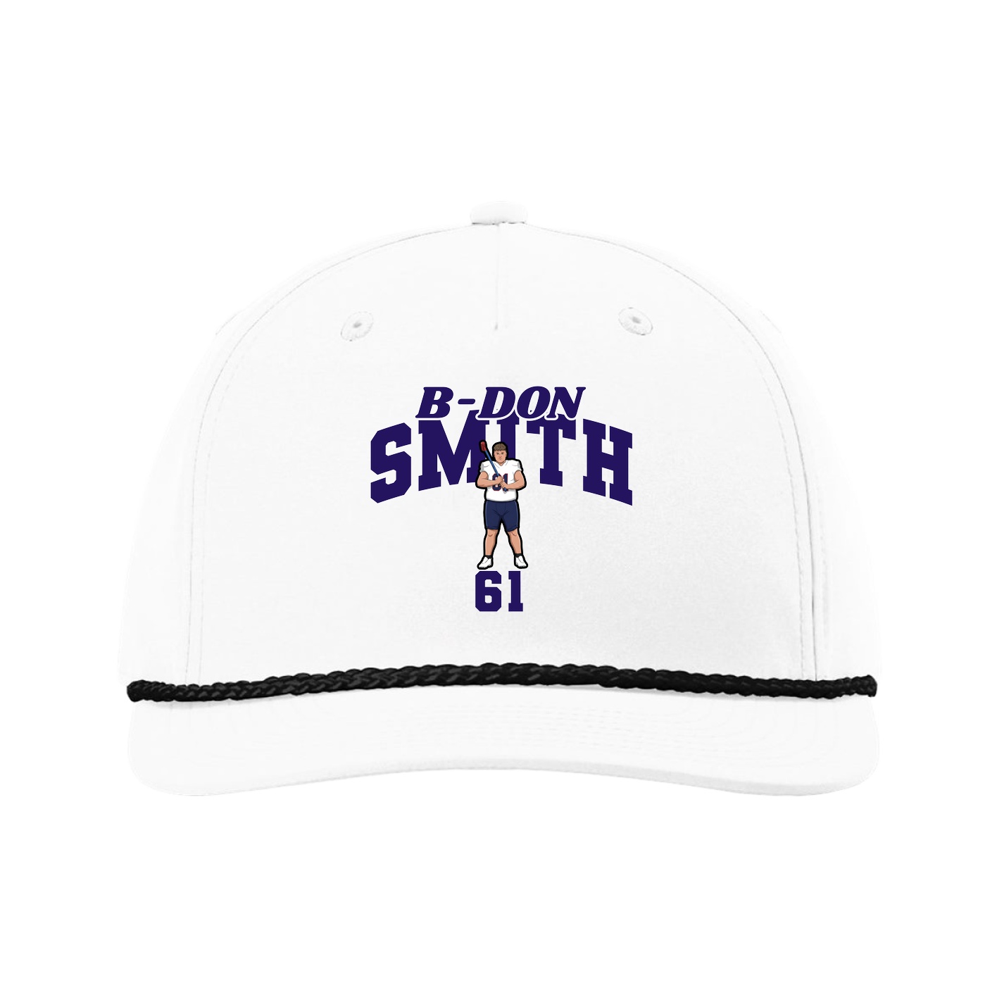 Five-Panel Classic Rope Cap — Signature Arch in White