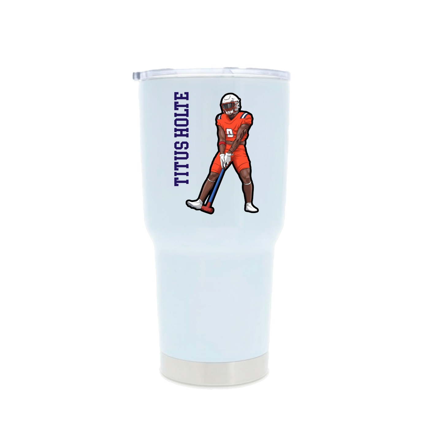 30oz Stainless Steel Tumbler — Name Vertical in White