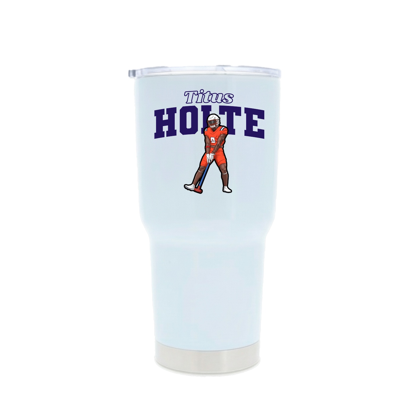 30oz Stainless Steel Tumbler — Name Arch in White
