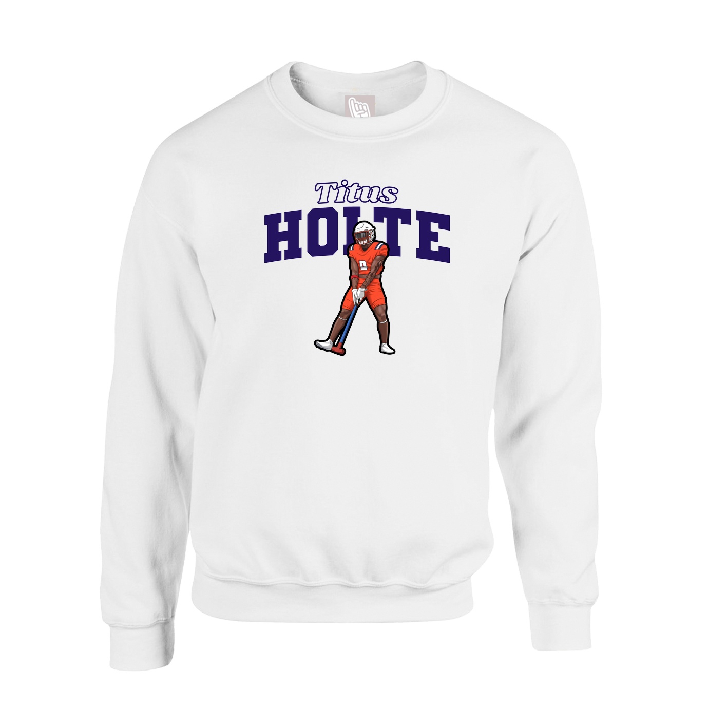 Fleece Crew — Name Arch in White
