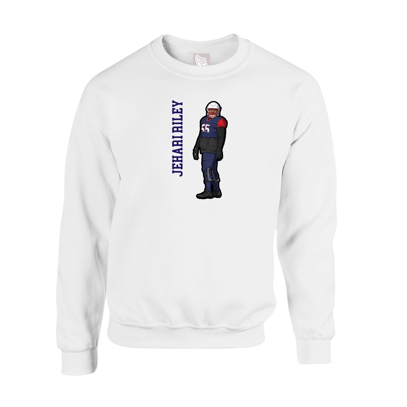 Fleece Crew — Name Vertical in White