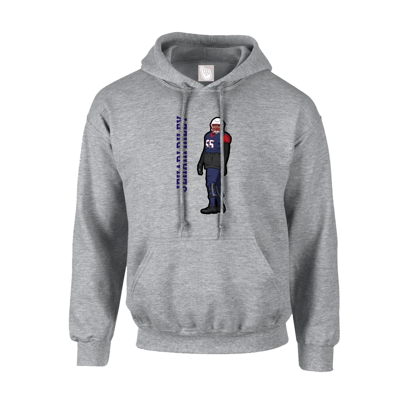 Youth Hoodie — Name Vertical in Grey
