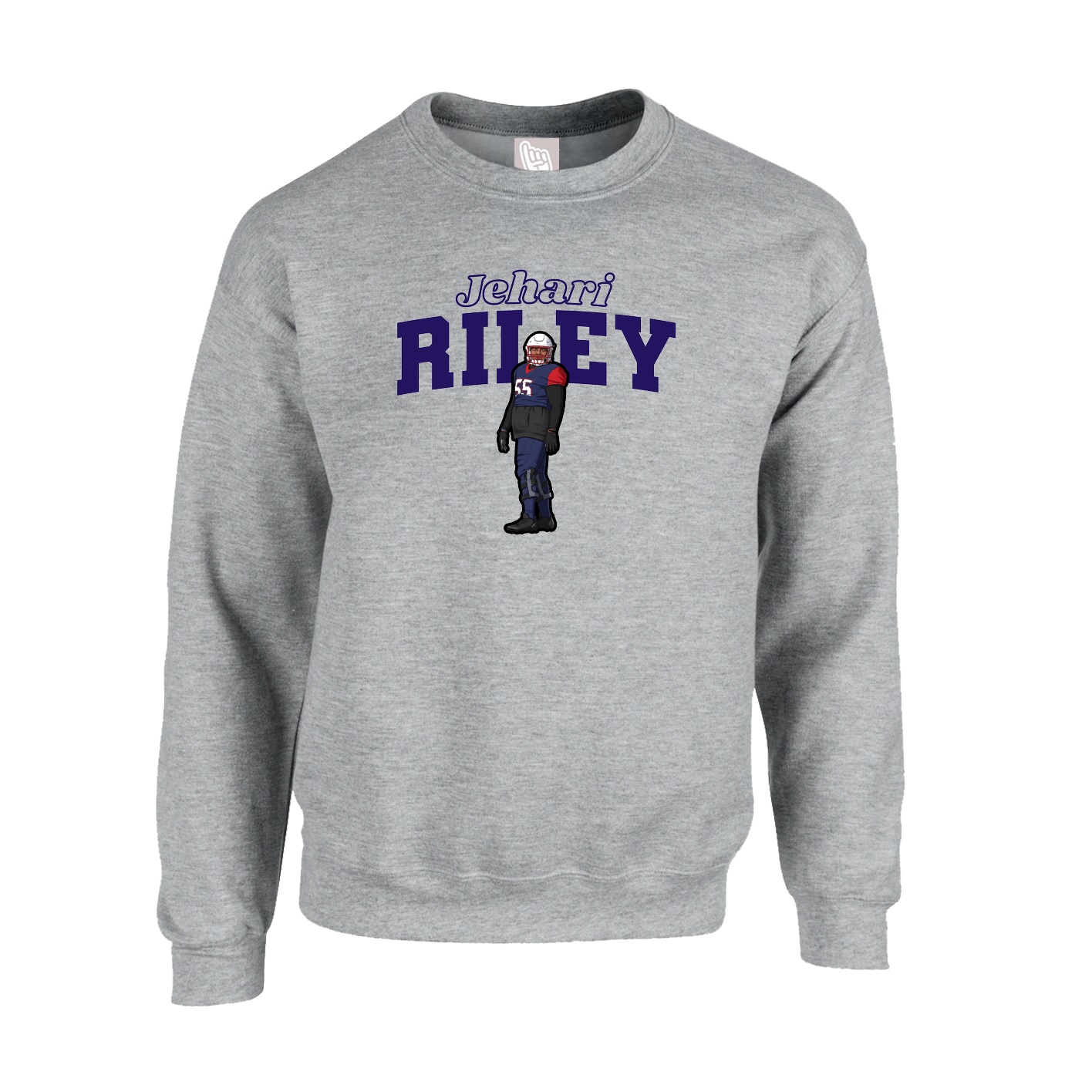 Fleece Crew — Name Arch in Grey