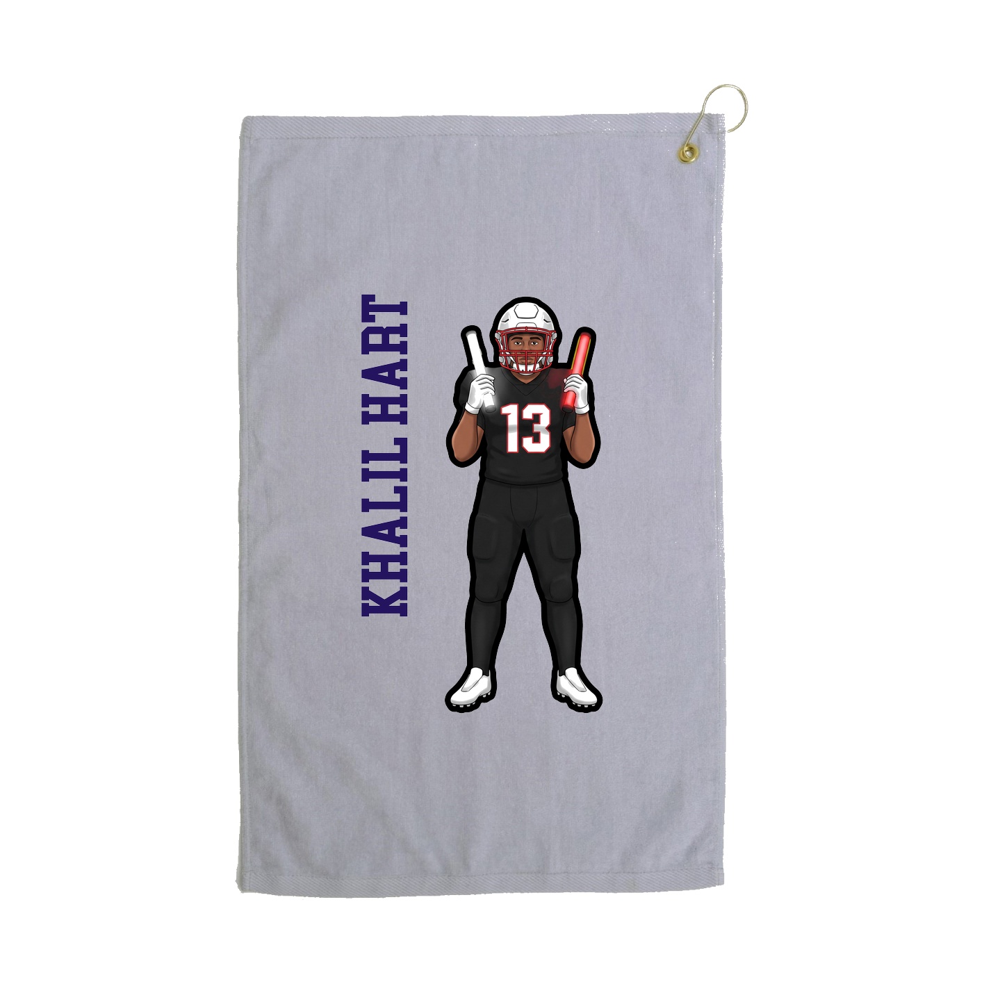 Golf Towel — Name Vertical in Grey