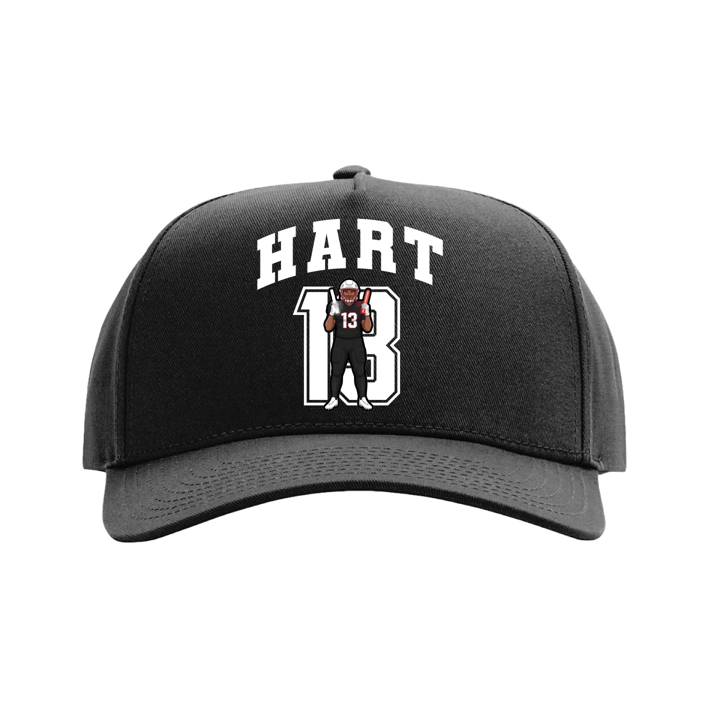 Full Fabric Five-Panel Champ Cap — Number in Black