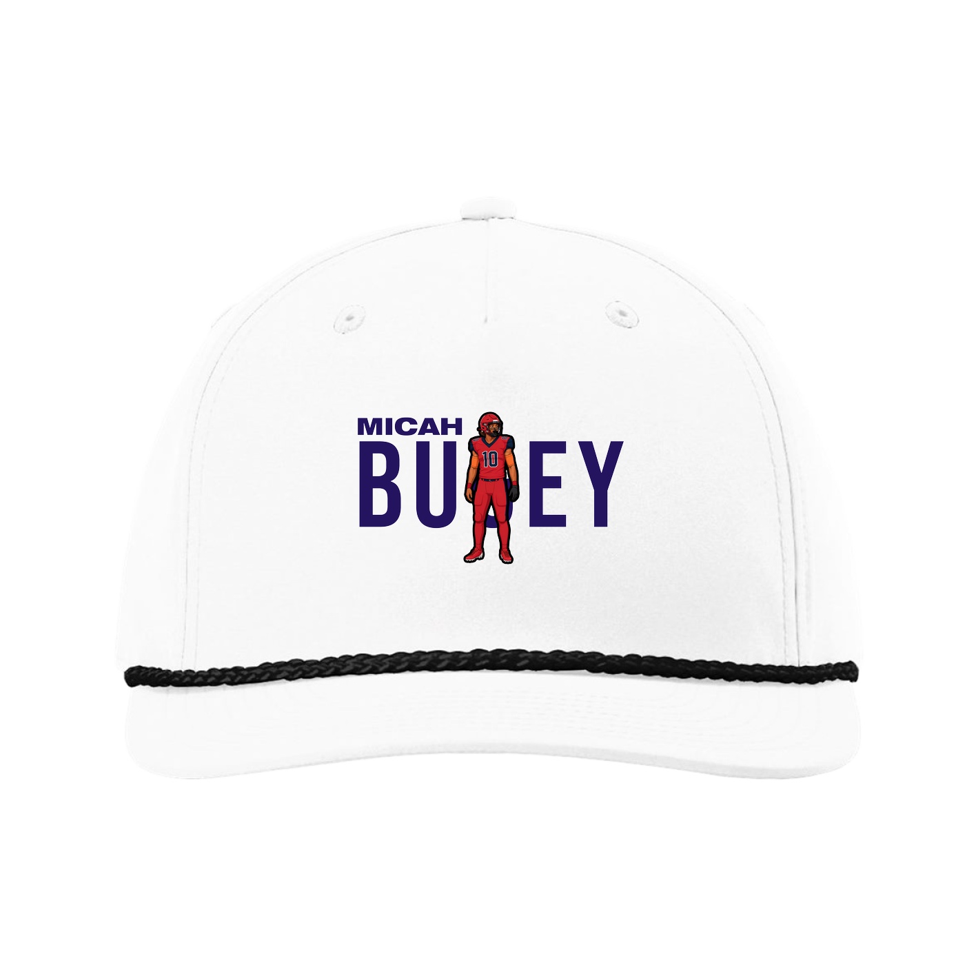 Five-Panel Classic Rope Cap — Player Name in White