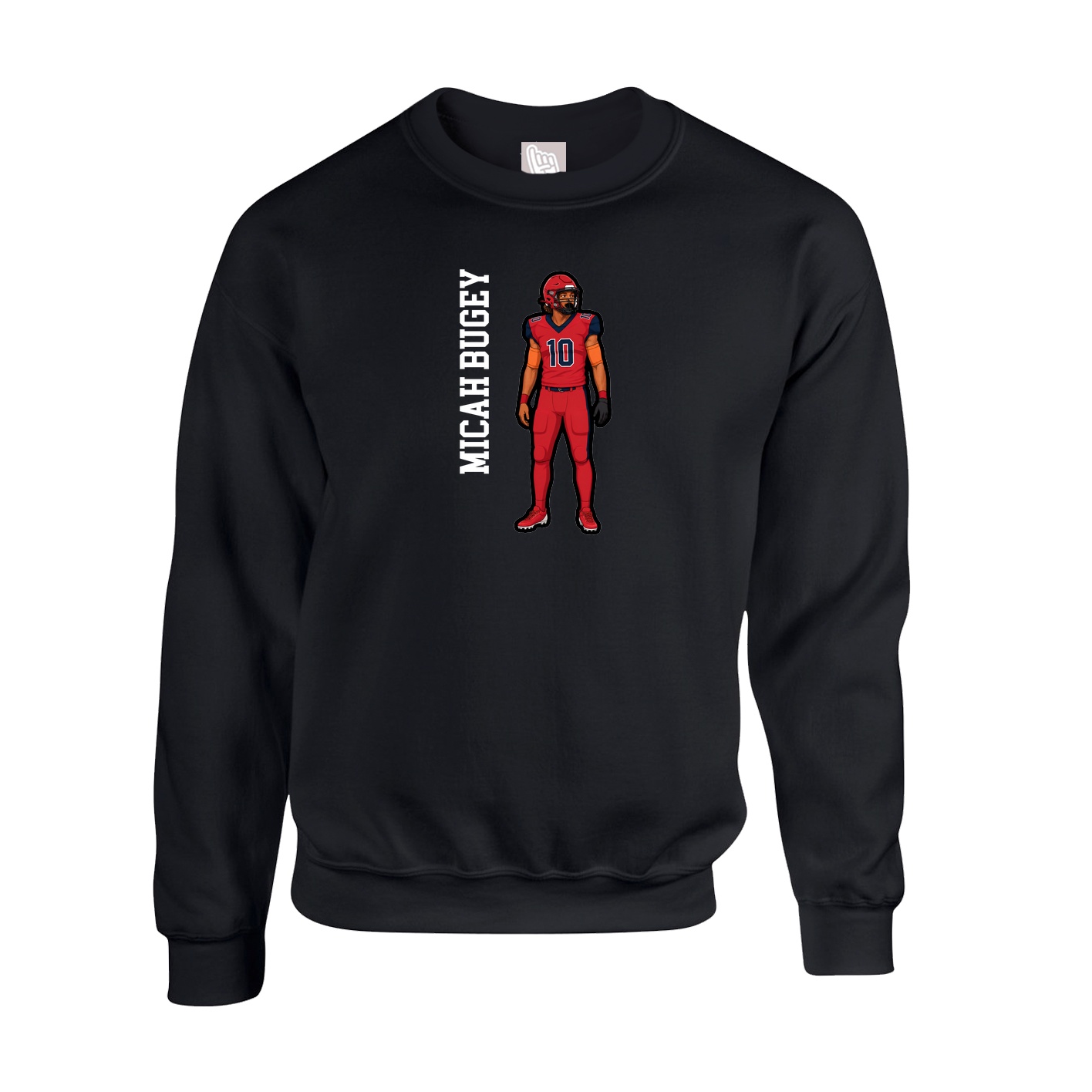 Fleece Crew — Name Vertical in Black