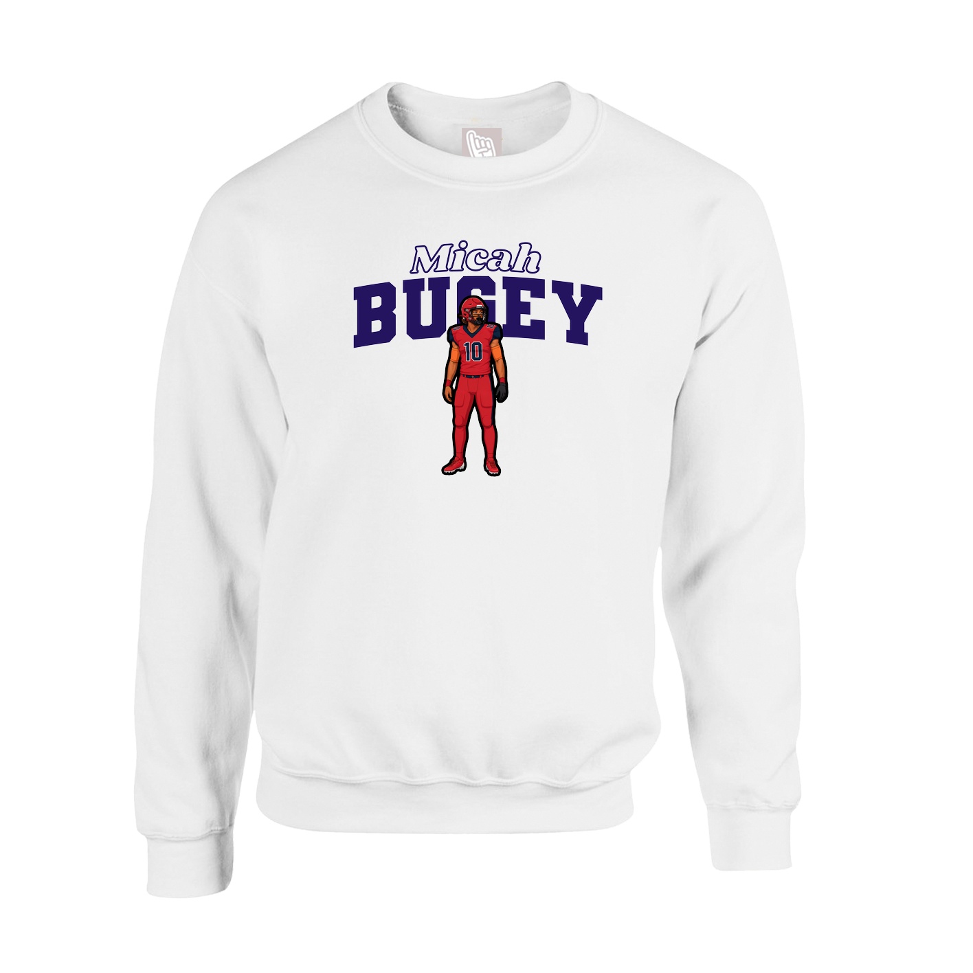 Fleece Crew — Name Arch in White