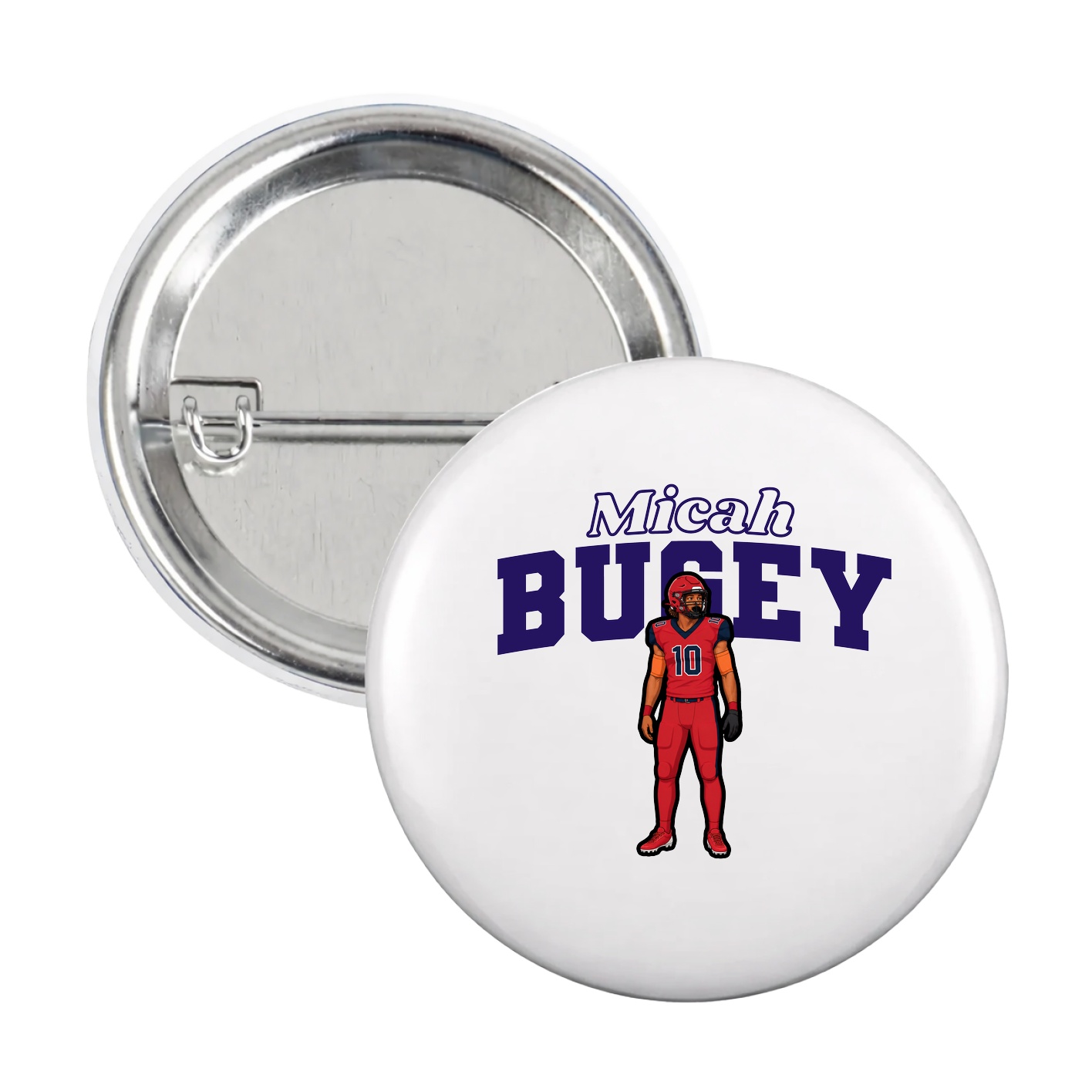 Game Day Button — Name Arch in White