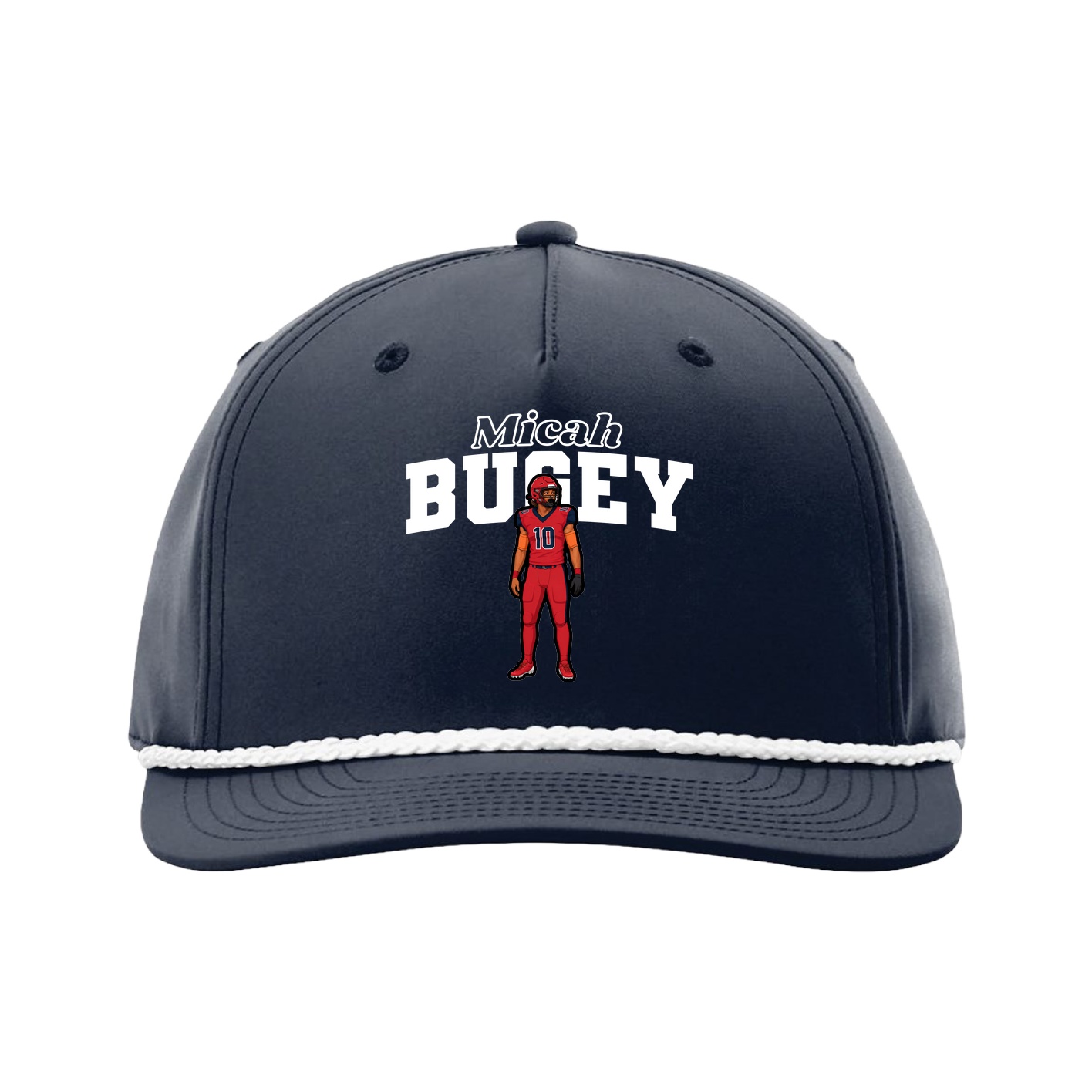 Five-Panel Classic Rope Cap — Name Arch in Navy