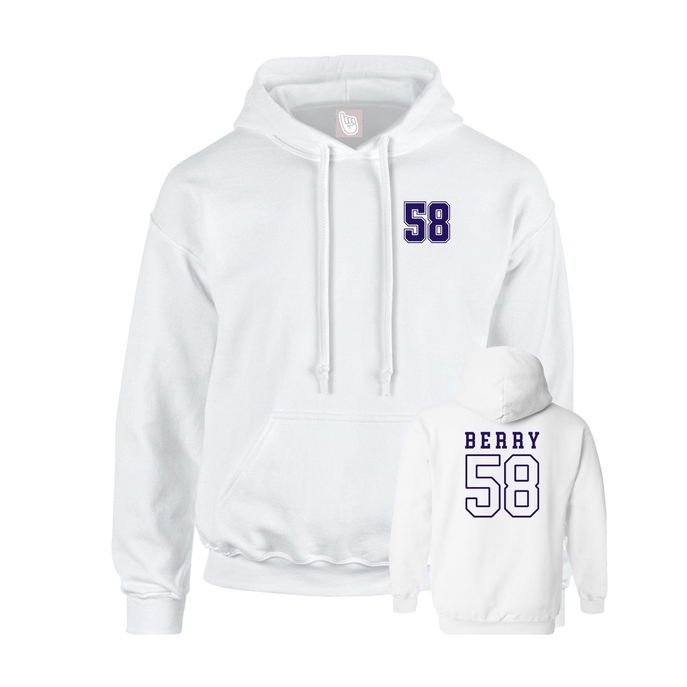 Youth Hoodie — Chest Back in White