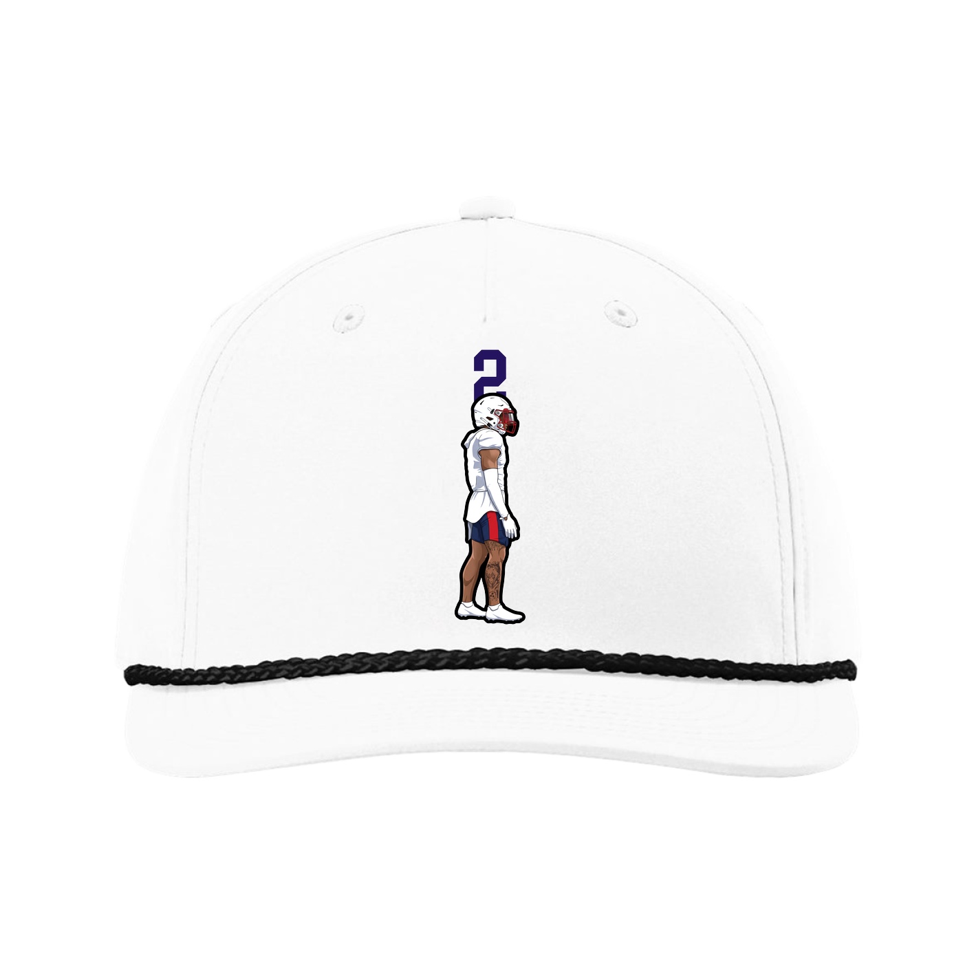 Five-Panel Classic Rope Cap — Number Top in White