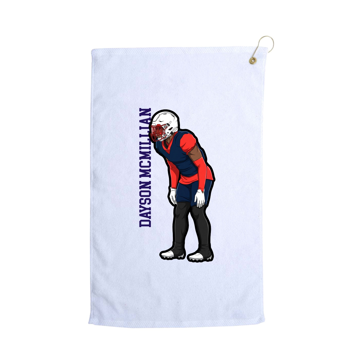 Golf Towel — Name Vertical in White