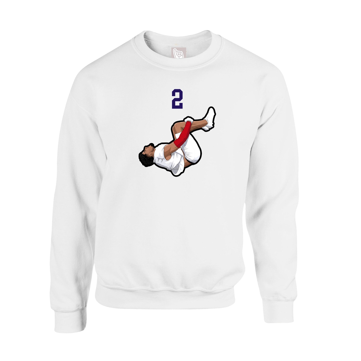 Fleece Crew — Number Top in White