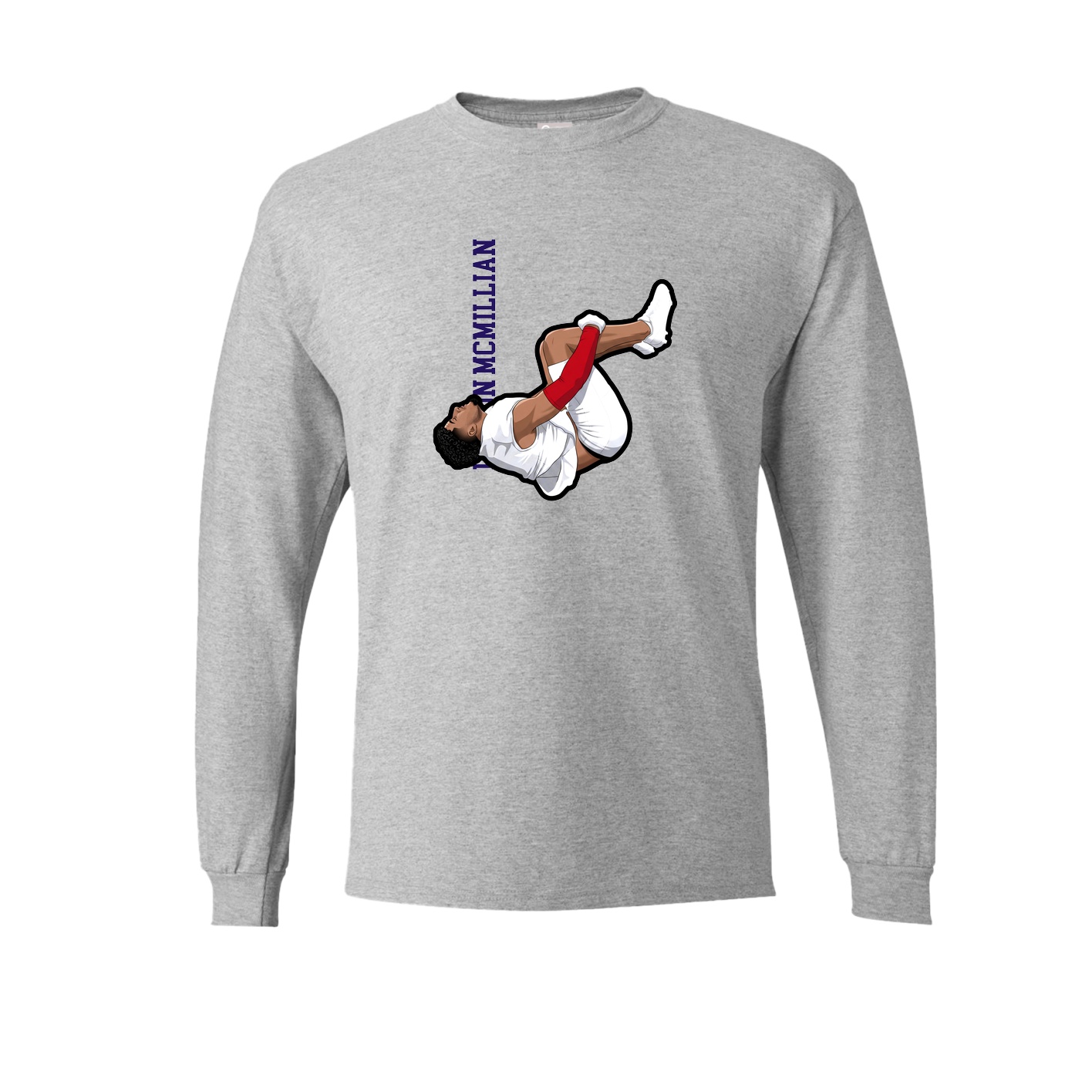 Long Sleeve Tee — Name Vertical in Grey