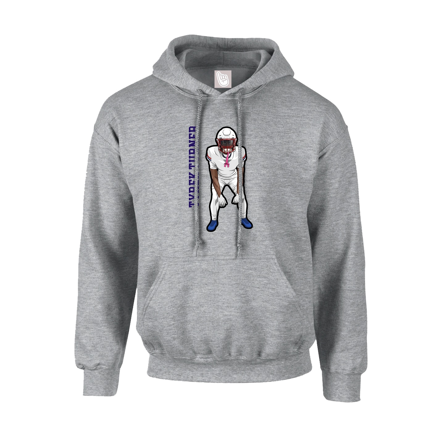 Hoodie — Name Vertical in Grey