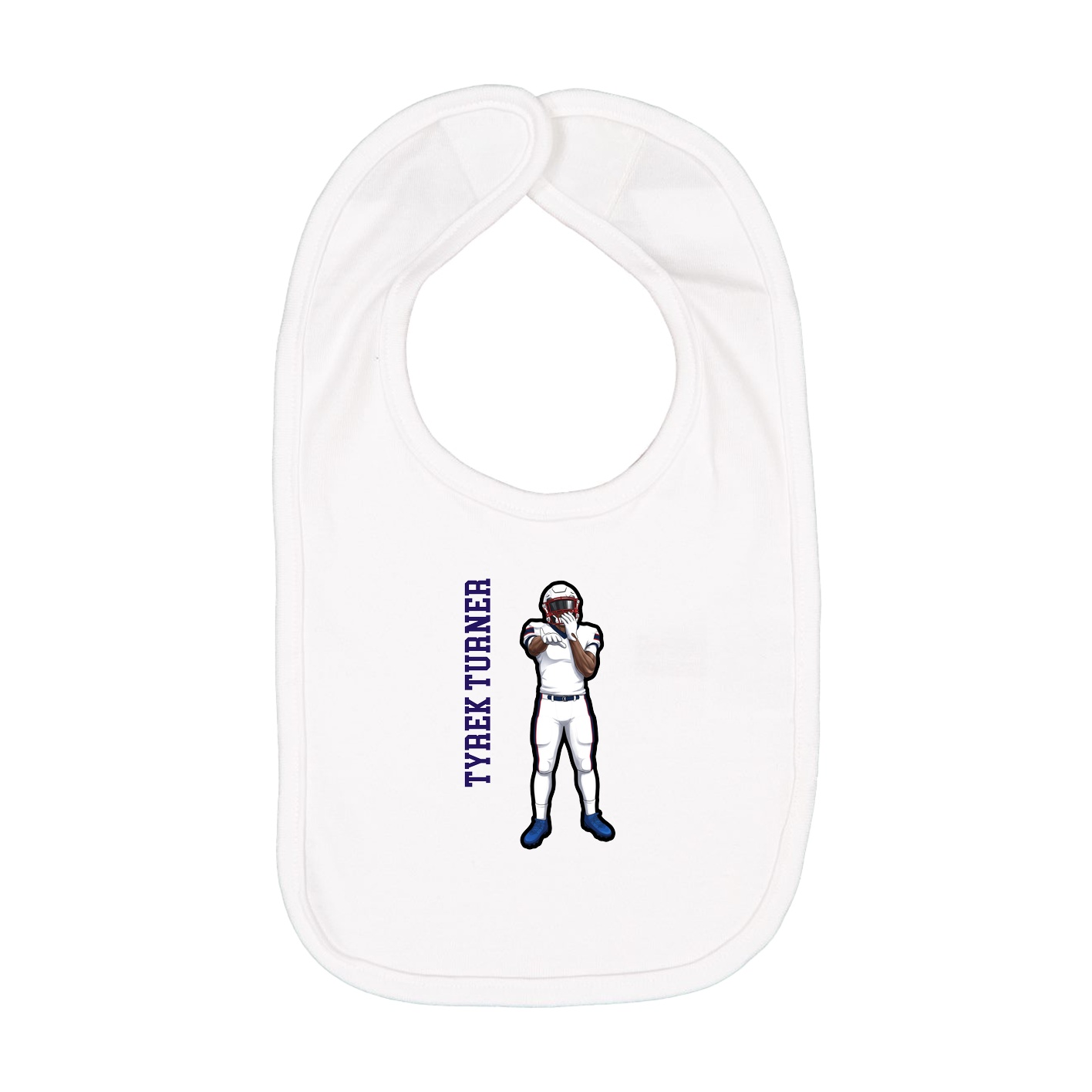 Infant Bib — Name Vertical in White