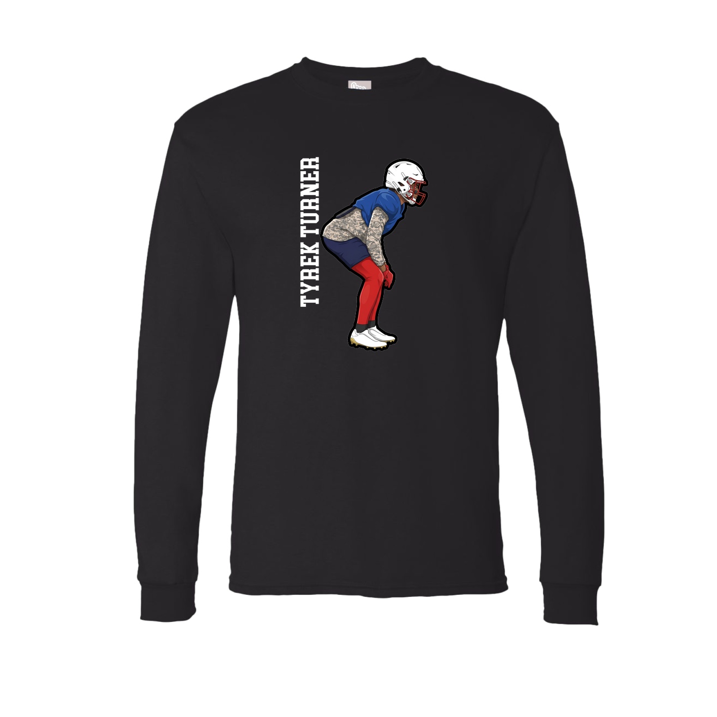 Long Sleeve Tee — Name Vertical in Black