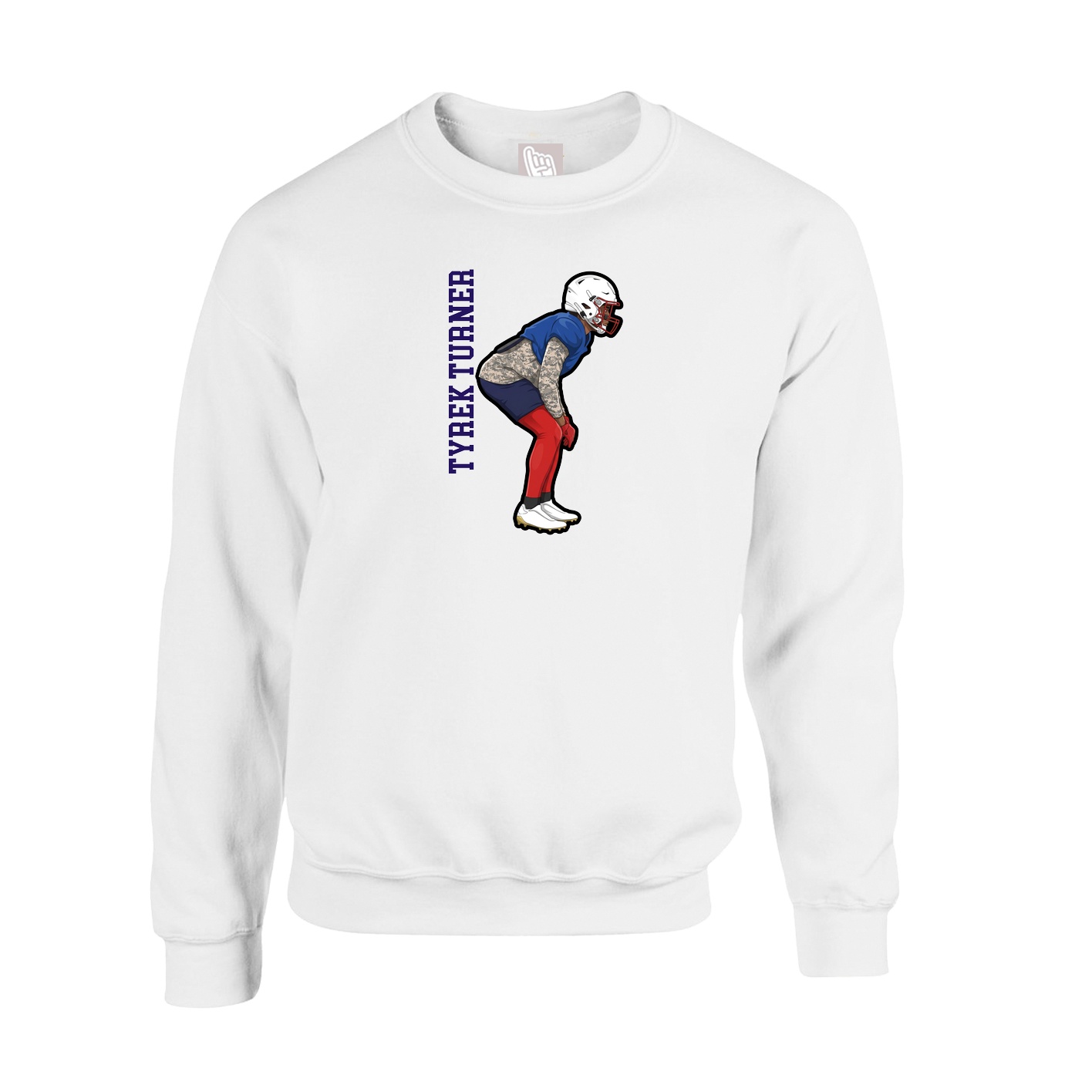 Fleece Crew — Name Vertical in White