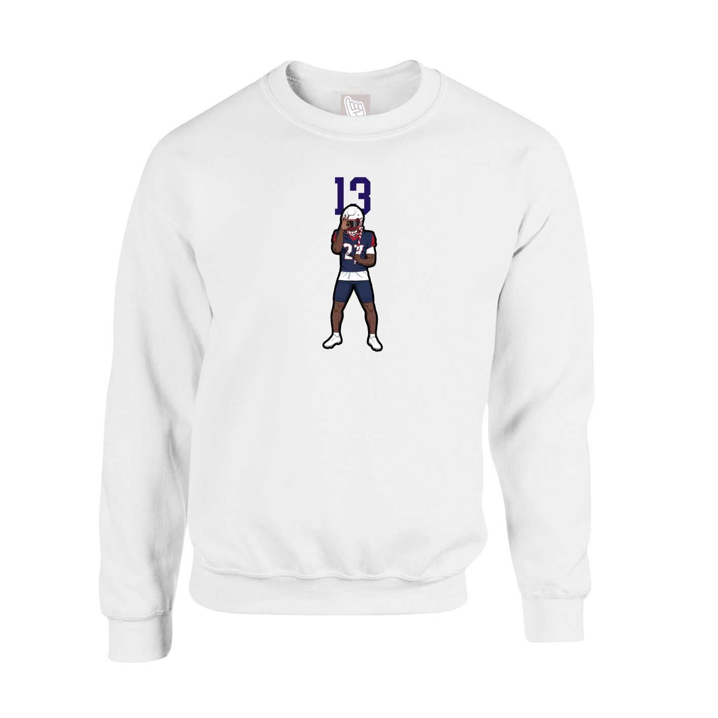 Fleece Crew — Number Top in White