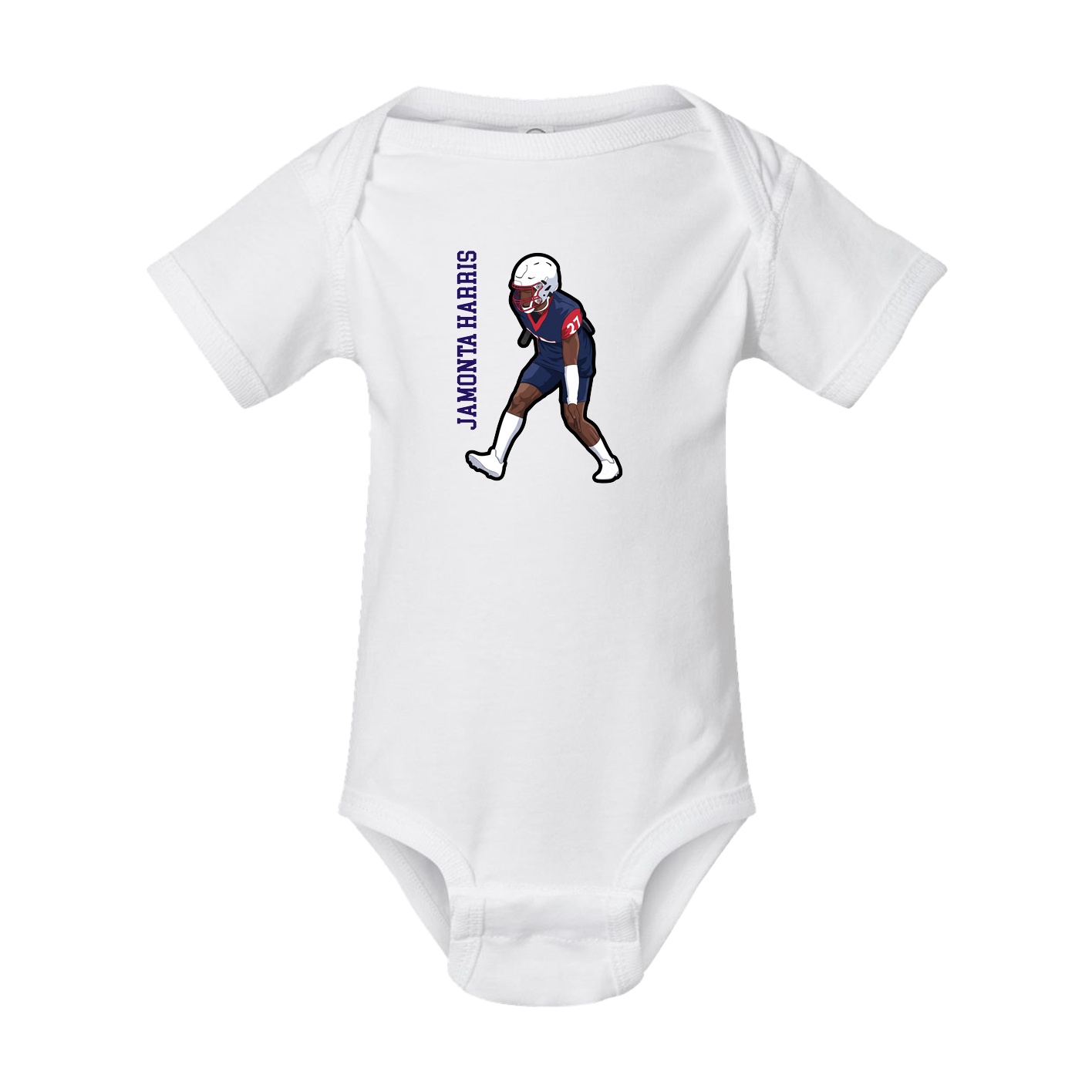 Baby Onesie — Name Vertical in White