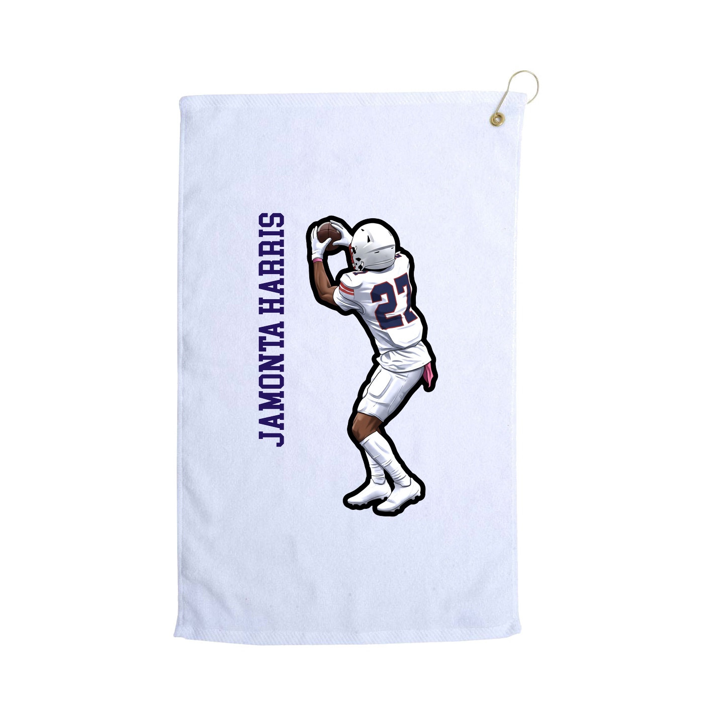 Golf Towel — Name Vertical in White