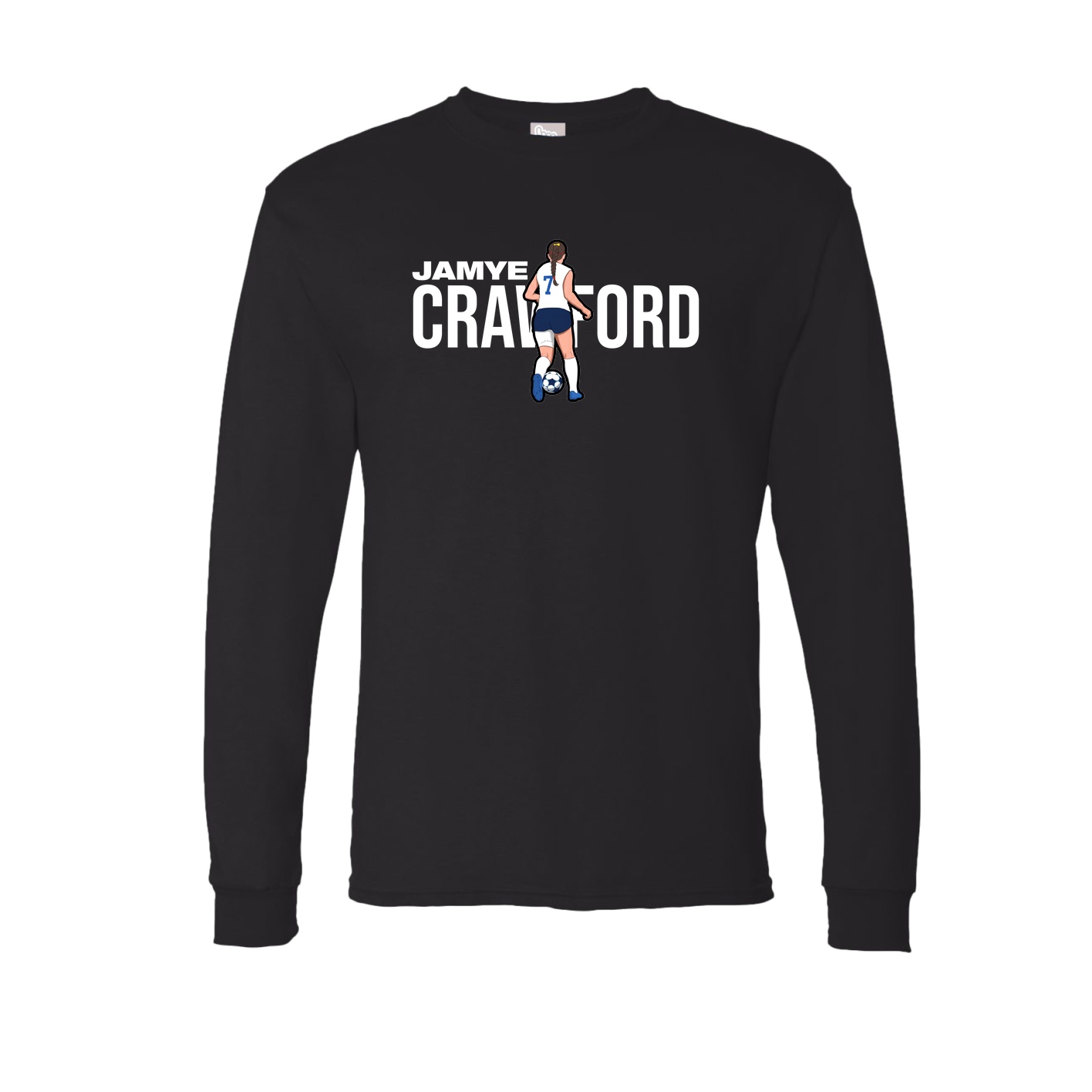 Long Sleeve Tee — Player Name in Black