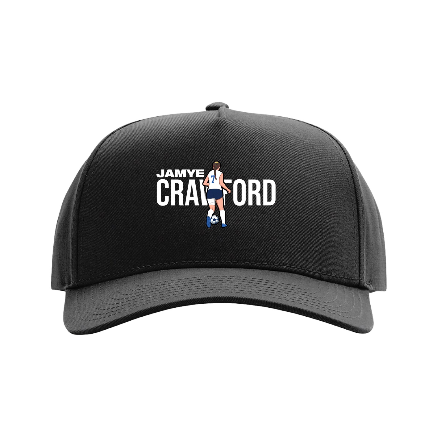 Full Fabric Five-Panel Champ Cap — Player Name in Black