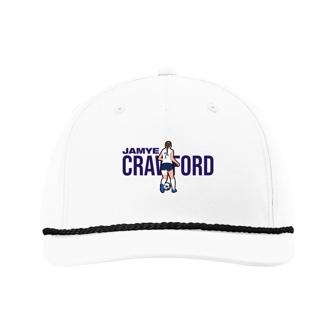 Five-Panel Classic Rope Cap — Player Name in White