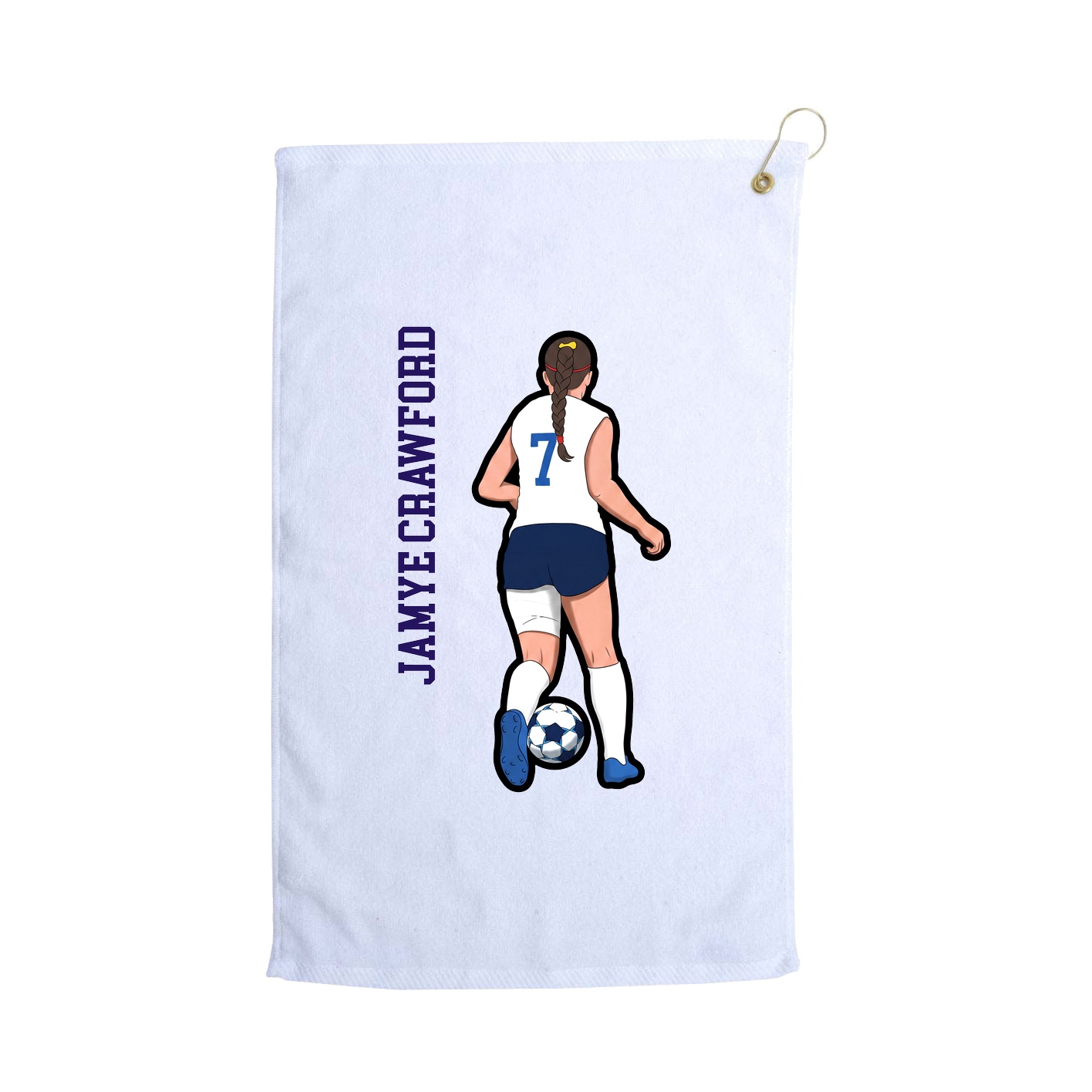 Golf Towel — Name Vertical in White