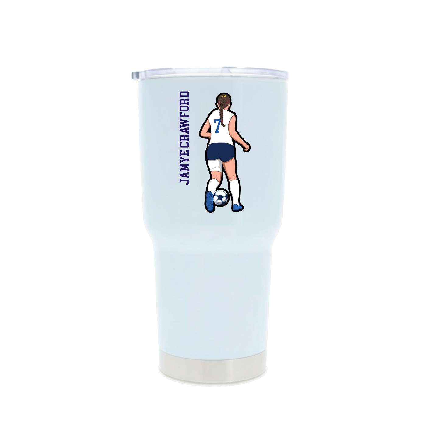30oz Stainless Steel Tumbler — Name Vertical in White
