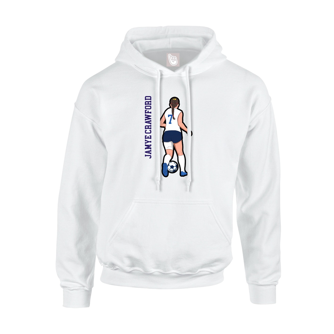 Youth Hoodie — Name Vertical in White