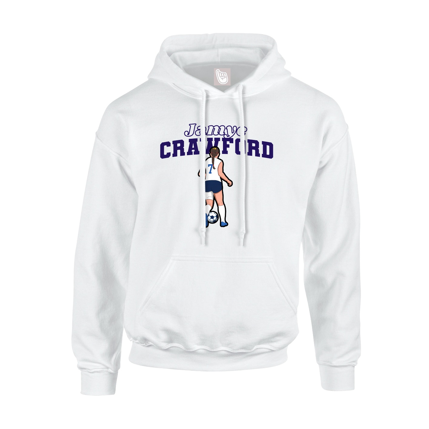 Youth Hoodie — Name Arch in White