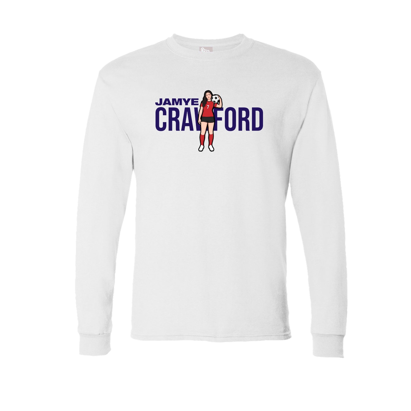 Long Sleeve Tee — Player Name in White