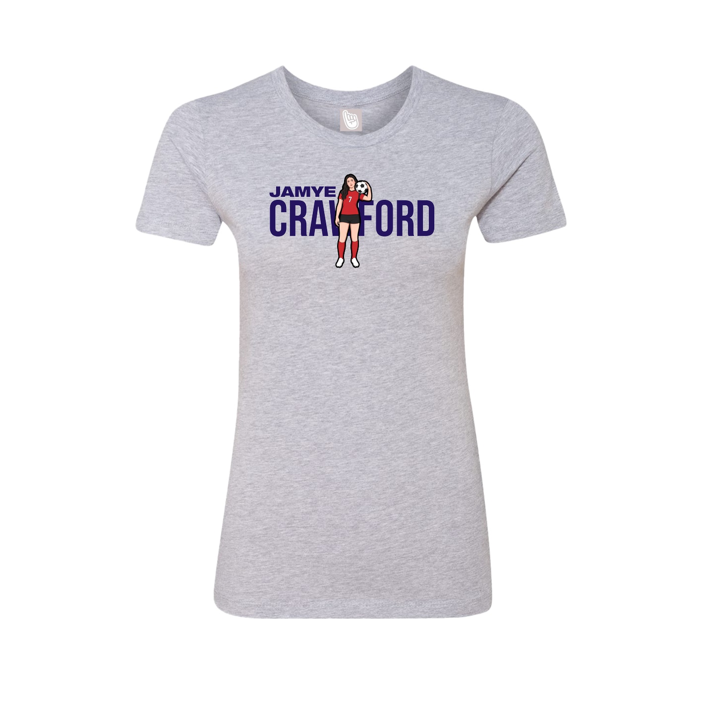 Fitted Women's Tee — Player Name in Grey