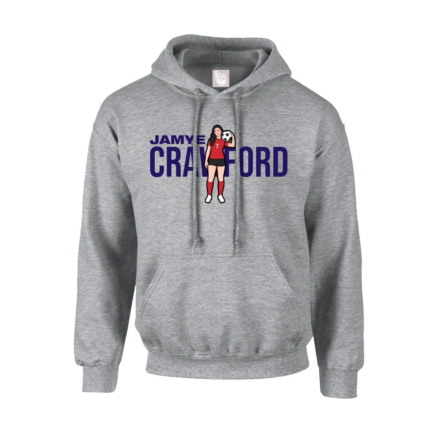 Youth Hoodie — Player Name in Grey