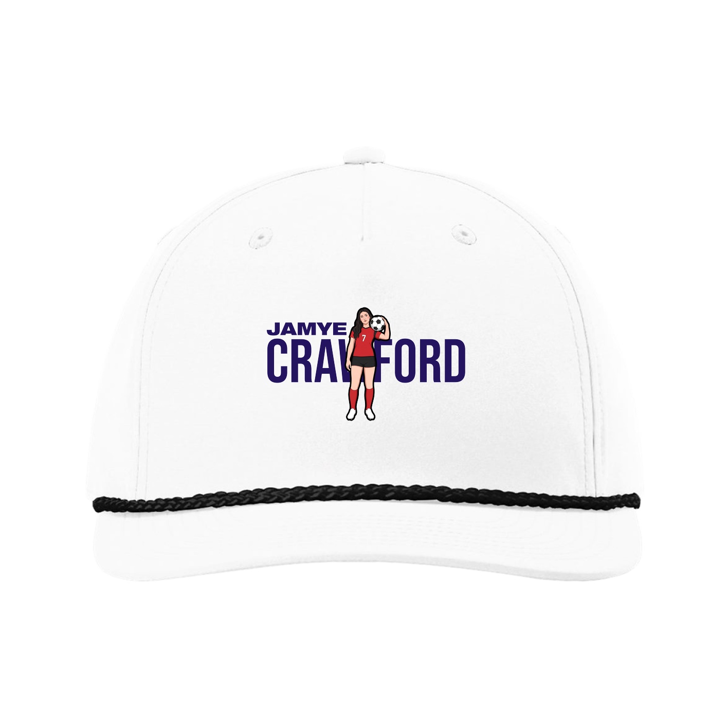 Five-Panel Classic Rope Cap — Player Name in White